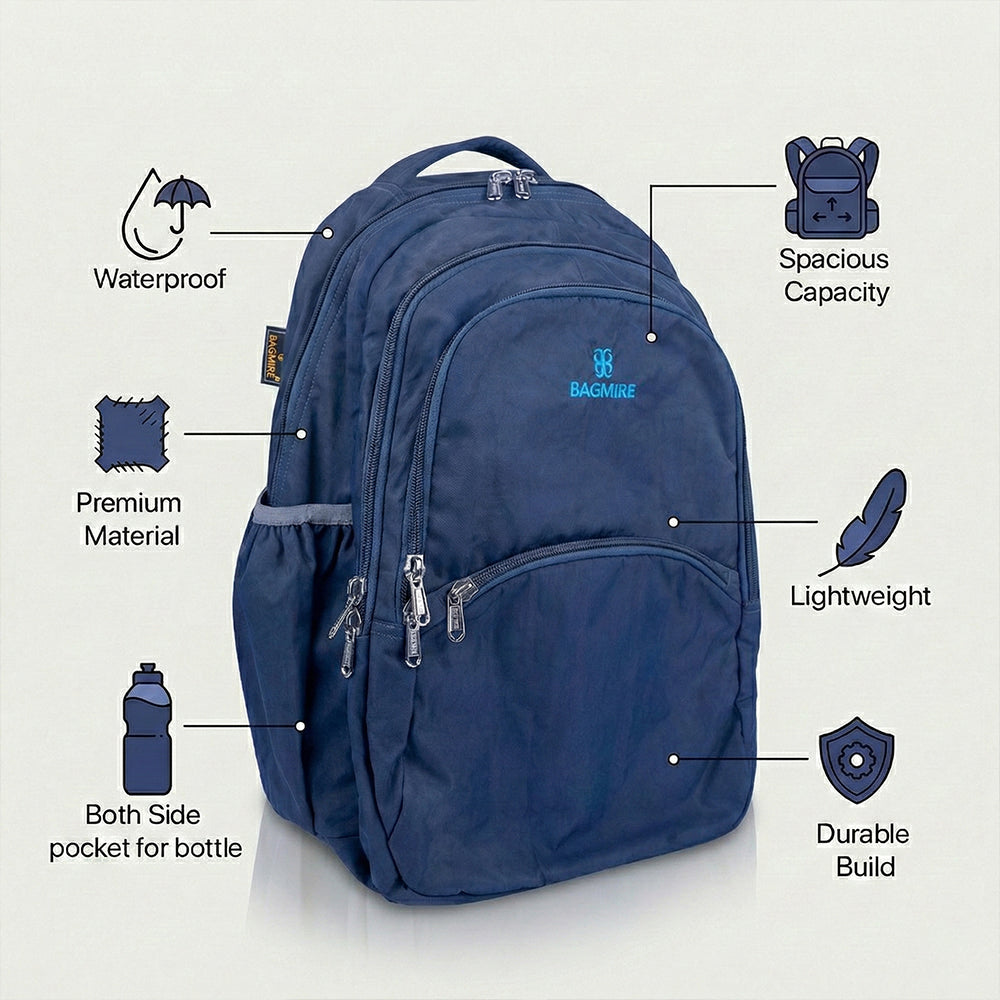 18 Inch Waterproof Backpack - Durable, Lightweight Nylon | Multi-Compartment Travel Bagmire