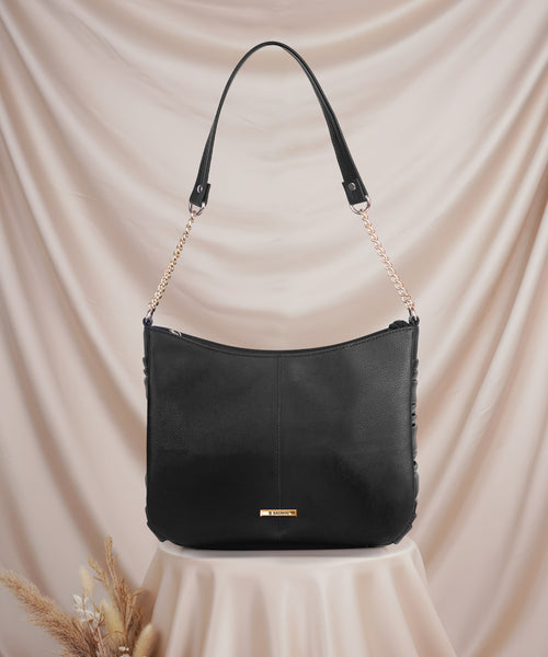 Bagmire Chic Chain Strap Hobo Bag For Women-Black
