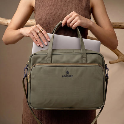 Bagmire Stylish 15" PU Laptop Shoulder Bag- Modern & Durable Messenger Briefcase For Work & Travel