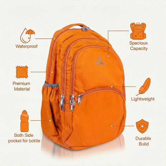 Multi-Compartment Backpack for School/Work - 18" Nylon, Waterproof, Side Bottle Pockets Bagmire