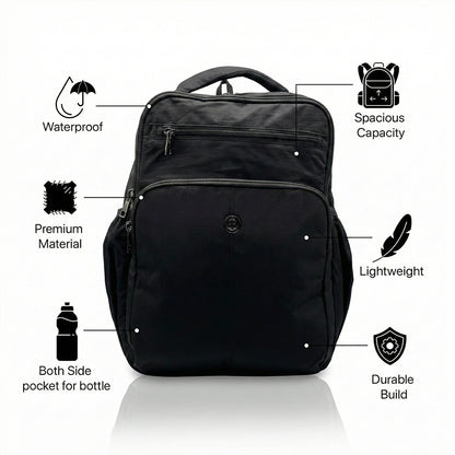 Lightweight 15" Black Nylon Backpack - Multi-Compartment, Waterproof, Professional Work Bag Bagmire