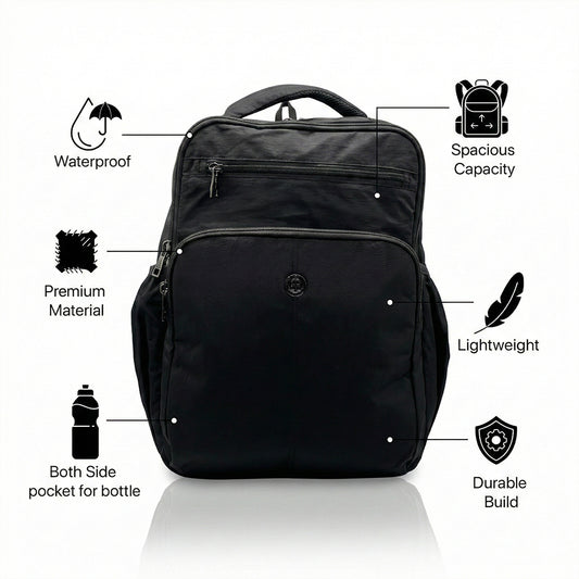 Lightweight 15" Black Nylon Backpack - Multi-Compartment, Waterproof, Professional Work Bag Bagmire