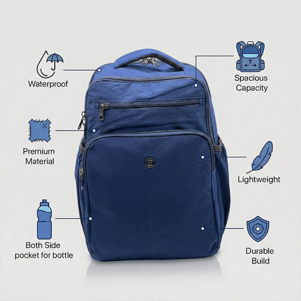 Lightweight 15" Nylon Blue Backpack - Multi-Compartment, Waterproof, Professional Work Bag Bagmire