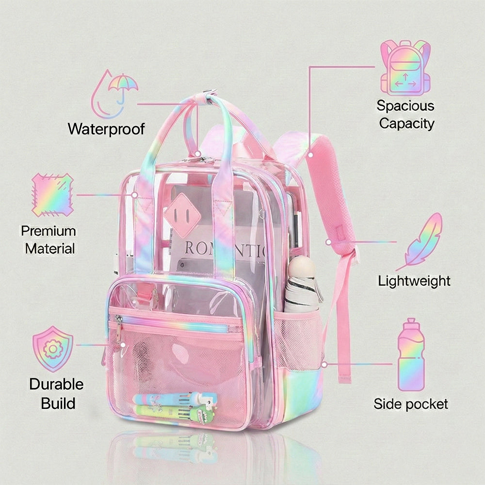 Charming Pink Transparent Kids Backpack