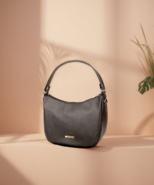 Modern Faux Leather Hobo & Crossbody Bag-Adjustable Strap For Everyday Style-Dark Brown