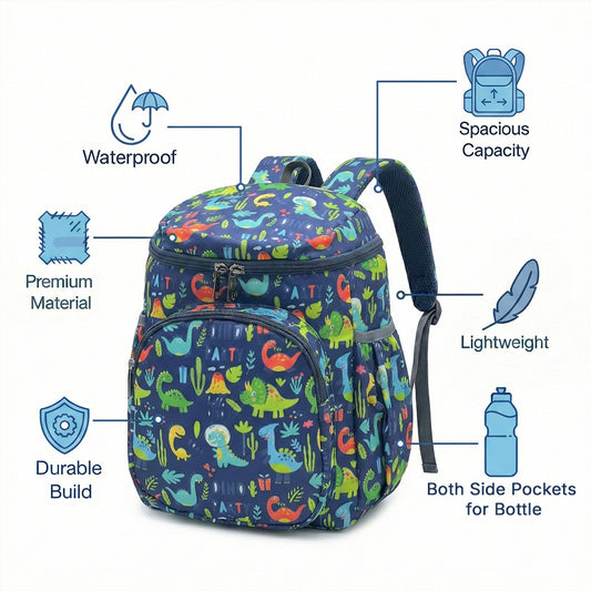 Bagmire Waterproof Dinosaur School Backpack For-Kids