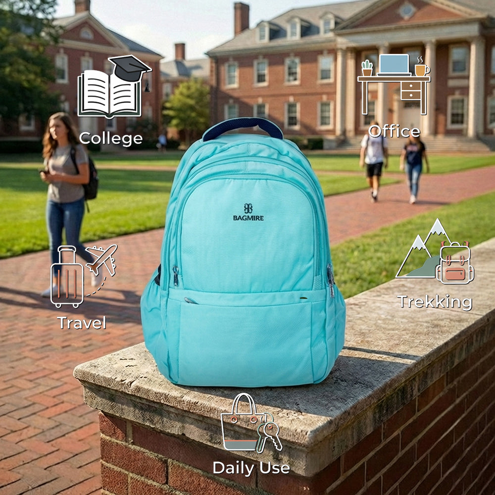 Bagmire  Waterproof Laptop Backpack | Stylish Aqua Blue Daypack for College & Travel
