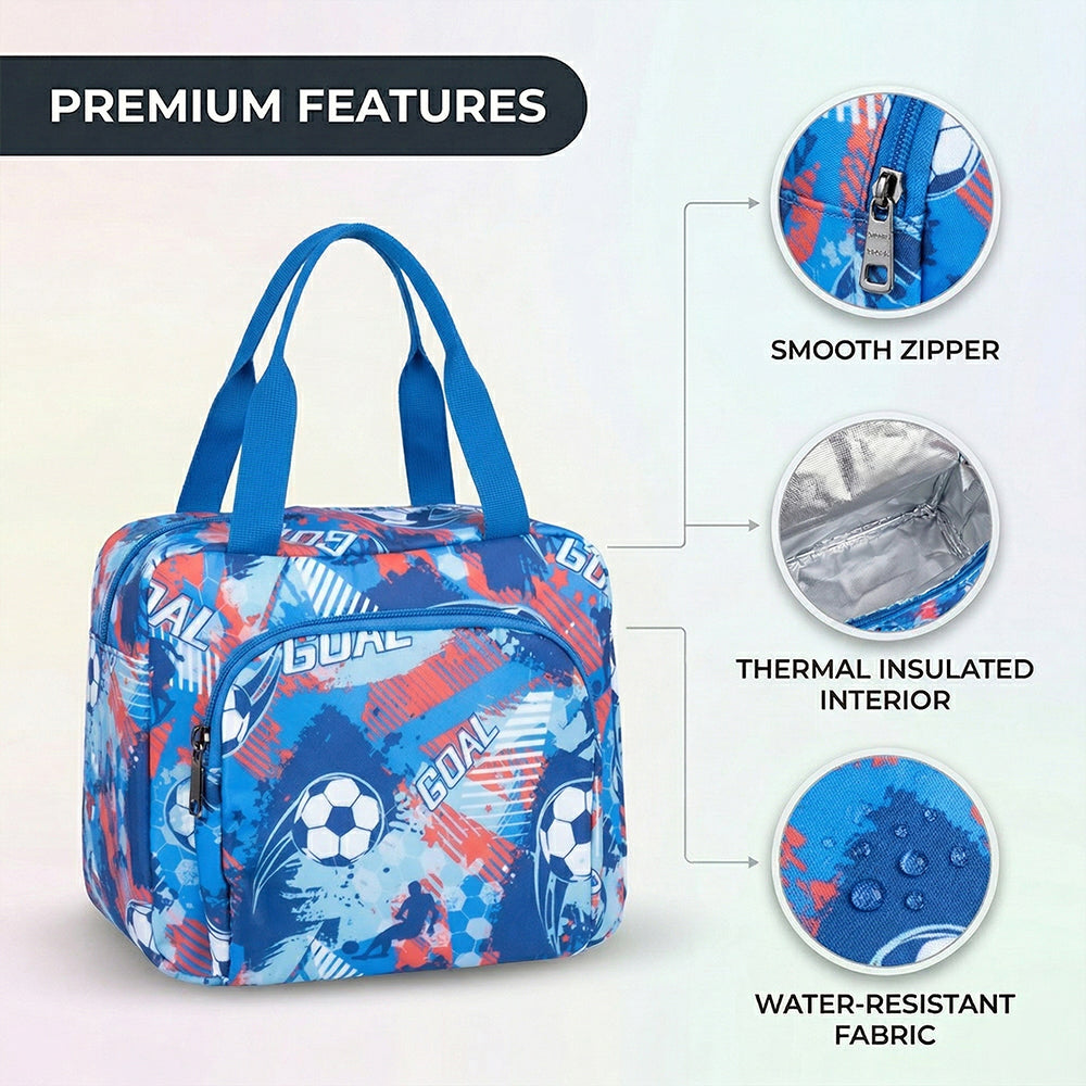 Football print Insulated Lunch Bag – Waterproof, Dual Compartments, Foil Lining | BAGMIRE