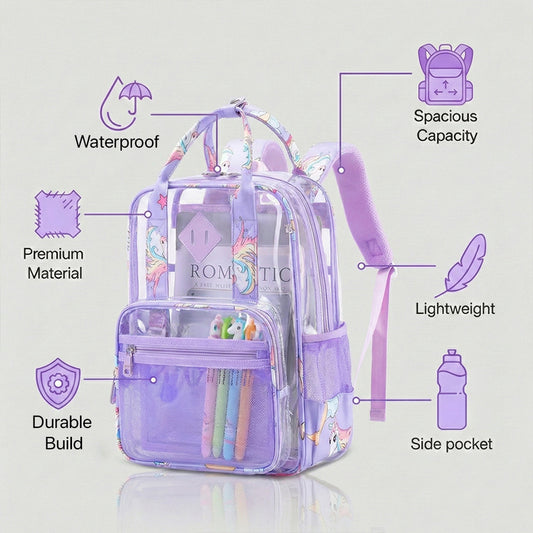 Sleek Purple Transparent Kids Backpack