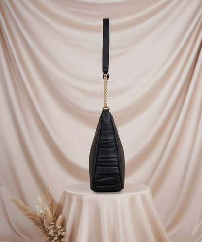 Bagmire Chic Chain Strap Hobo Bag For Women-Black