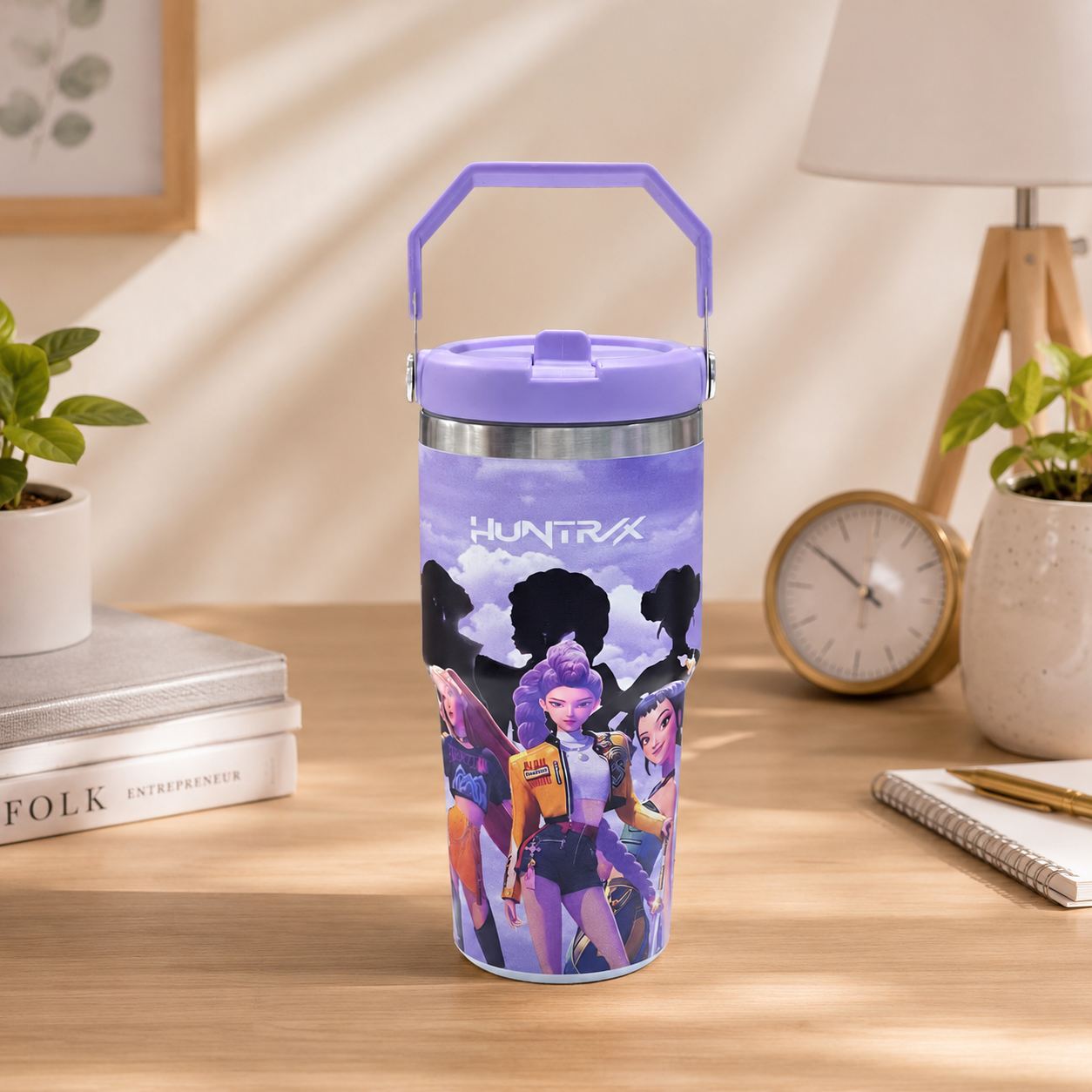 K-pop Demon Hunters 600ml Vacuum Insulated Tumbler | Korean Anime Travel Cup with Handle