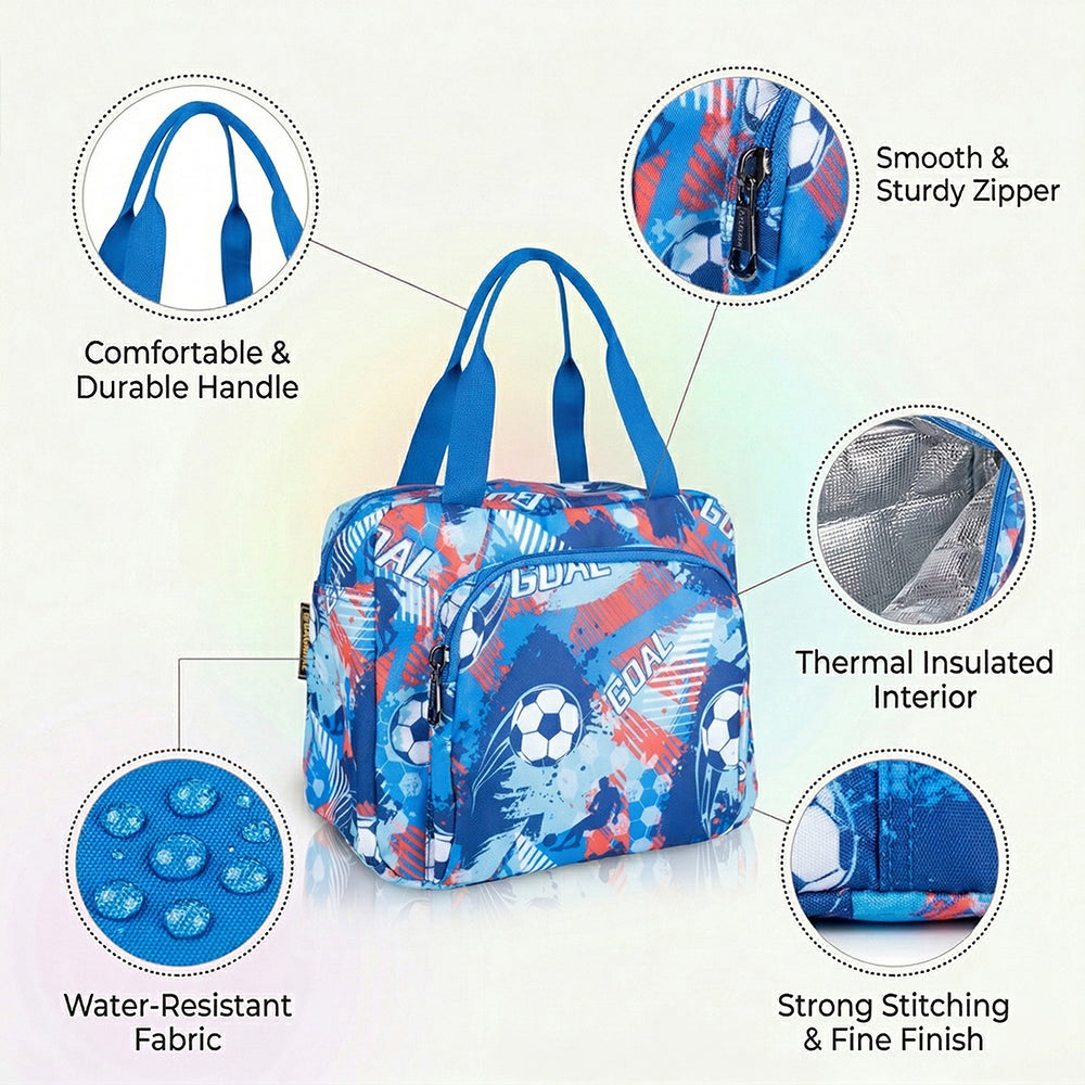 Football print Insulated Lunch Bag – Waterproof, Dual Compartments, Foil Lining | BAGMIRE