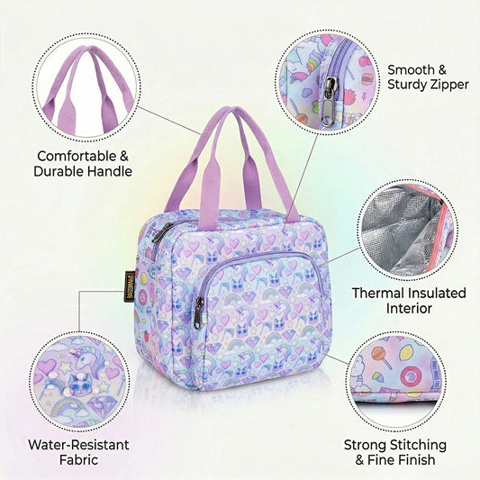 Unicorn Insulated Lunch Bag for Girls – Waterproof, Dual Compartments, Foil Lining | BAGMIRE