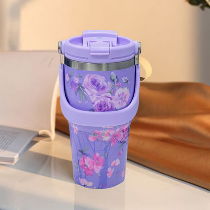 BAGMIRE Floral Insulated Tumbler – Dual Lid (Straw & Sip)