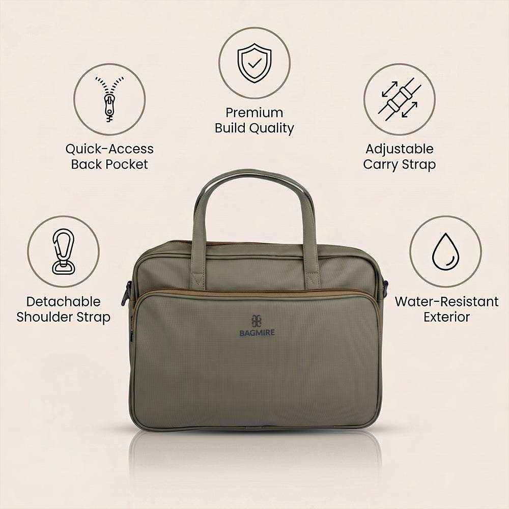 Bagmire Stylish 15" PU Laptop Shoulder Bag- Modern & Durable Messenger Briefcase For Work & Travel