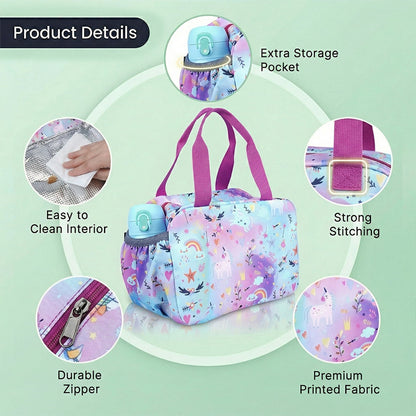Unicorn Rainbow Kids Insulated Lunch Bag – Cute & Spacious Food Carry Bag for School and Picnic | BAGMIRE
