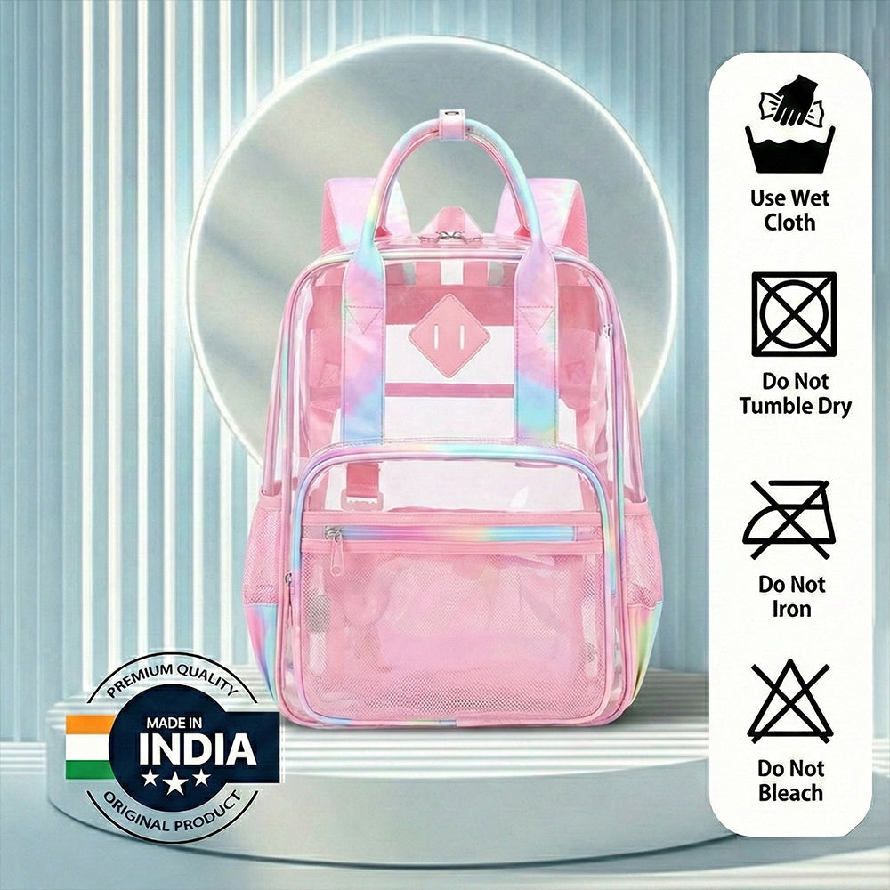 Charming Pink Transparent Kids Backpack