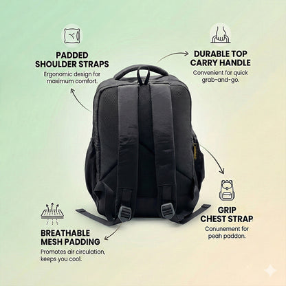 Lightweight 15" Black Nylon Backpack - Multi-Compartment, Waterproof, Professional Work Bag Bagmire