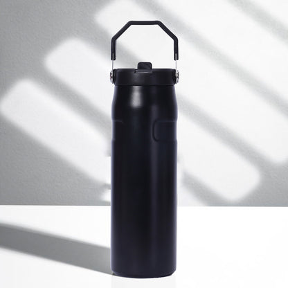 Large Capacity Insulated Water Bottle with Handle - Stainless Steel, Leakproof, Wide Mouth Flip Cap for Gym, Sport & Outdoor