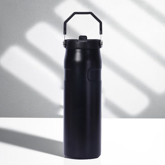 Large Capacity Insulated Water Bottle with Handle - Stainless Steel, Leakproof, Wide Mouth Flip Cap for Gym, Sport & Outdoor
