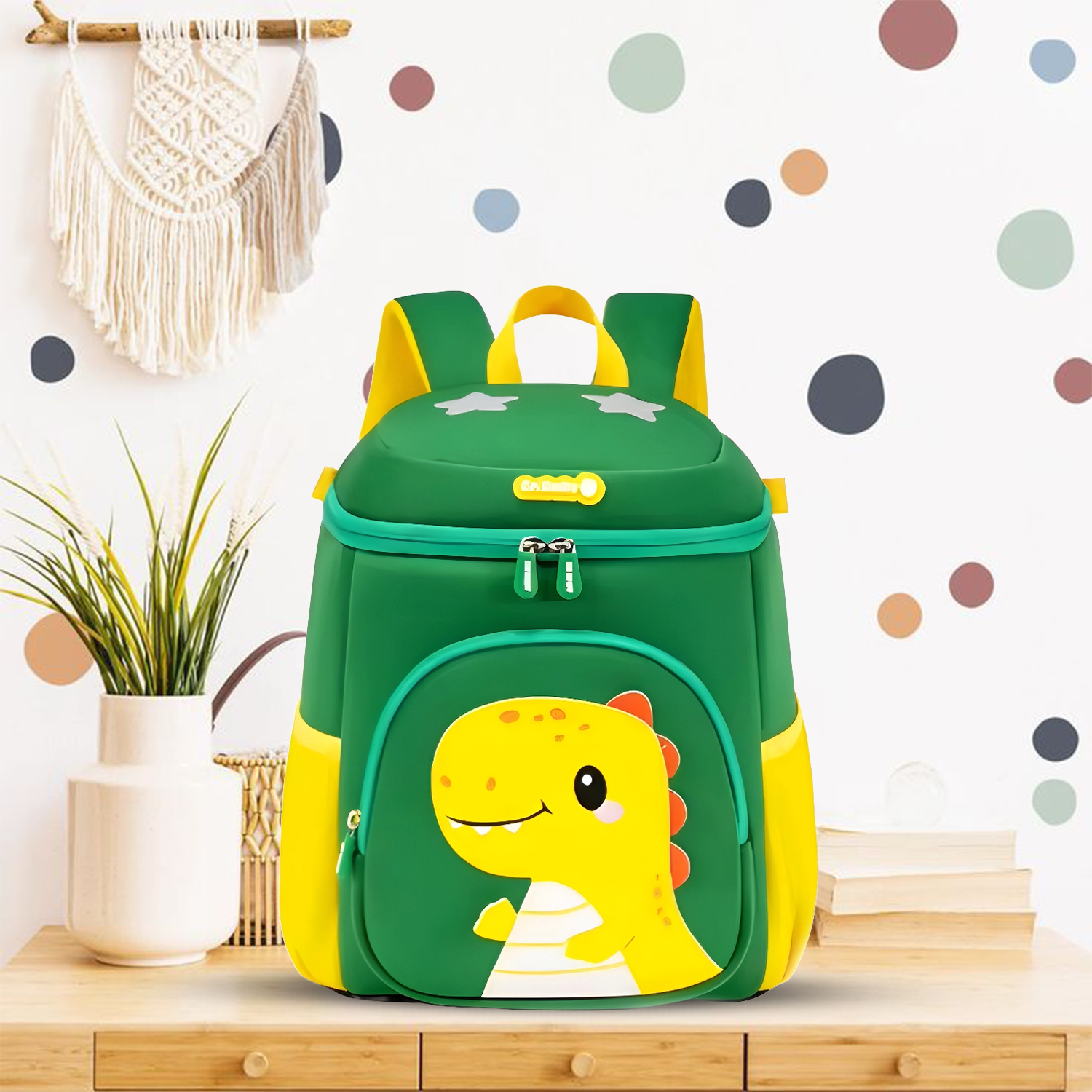 Vibrant Green Dinosaur Kids Backpack - Bagmire