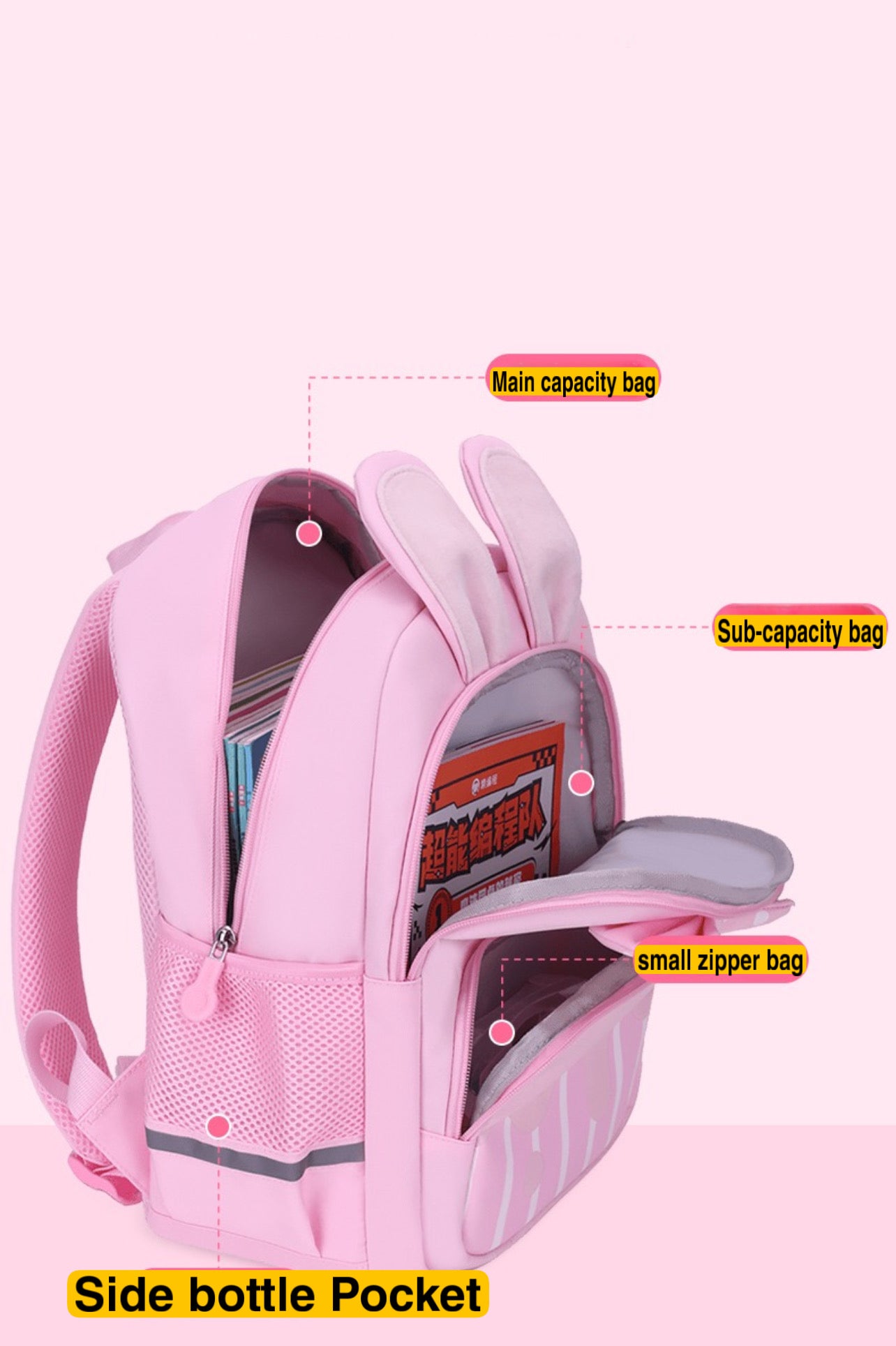 819 Backpack for 3-6-7 Years Old, Cute Rabbit Design, Children's Girls' Bag, Lightweight Travel Backpack