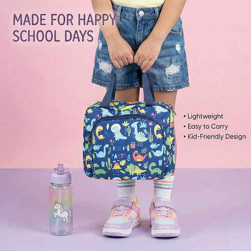 Dinosour print Insulated Lunch Bag – Waterproof, Dual Compartments, Foil Lining | BAGMIRE