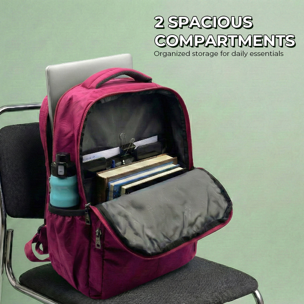 BAGMIRE Fuchsia Pink Nylon Backpack – Lightweight Travel, College & Office Bag for Women & Girls