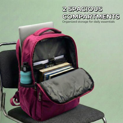 BAGMIRE Fuchsia Pink Nylon Backpack – Lightweight Travel, College & Office Bag for Women & Girls