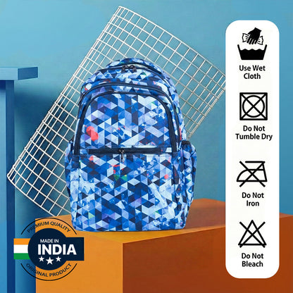 18" Geometric Print Backpack - Waterproof, Durable Nylon for School Kids | Bagmire Triangle Pattern