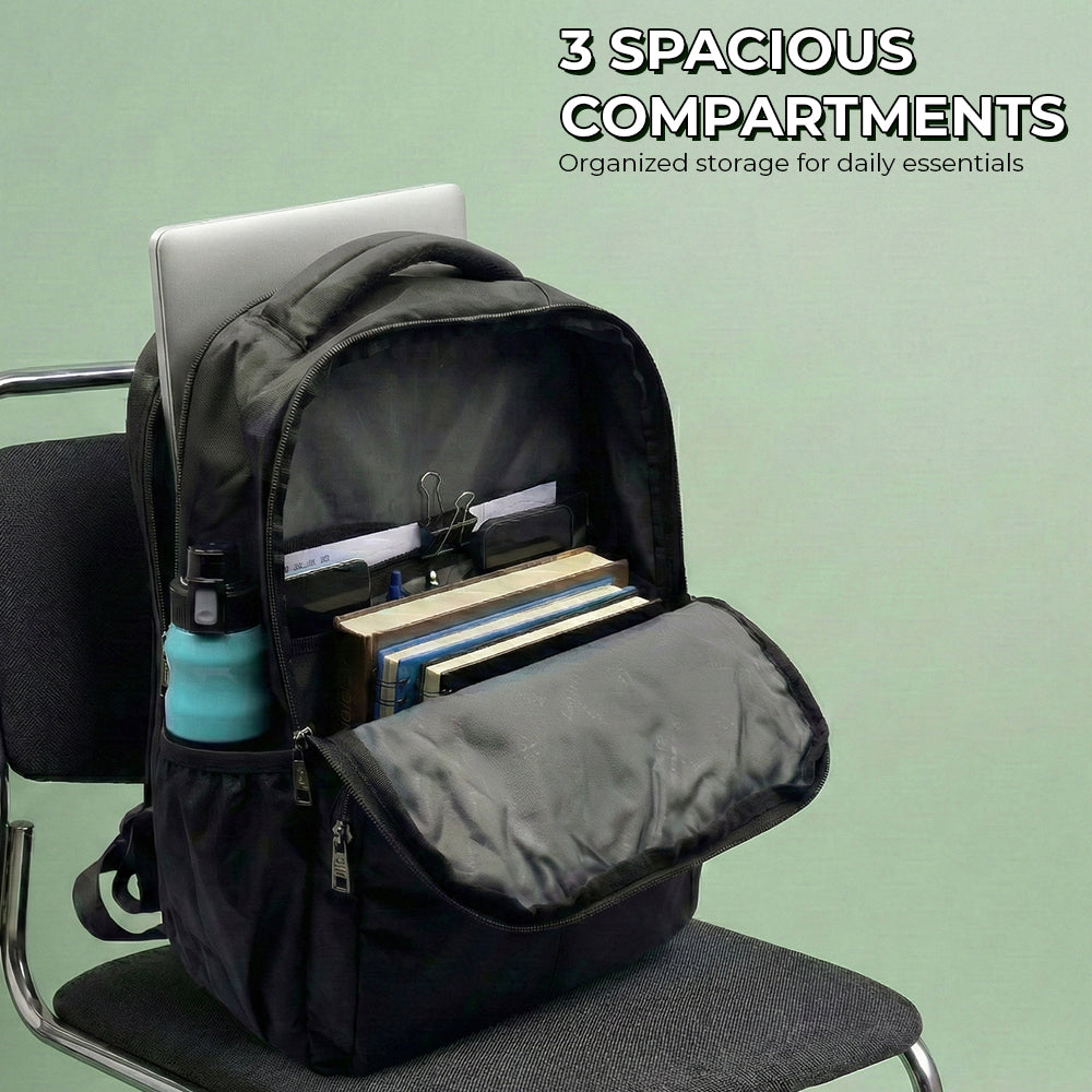 Lightweight 15" Black Nylon Backpack - Multi-Compartment, Waterproof, Professional Work Bag Bagmire