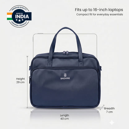 Bagmire Stylish 15" PU Laptop Shoulder Bag- Modern & Durable Messenger Briefcase For Work & Travel