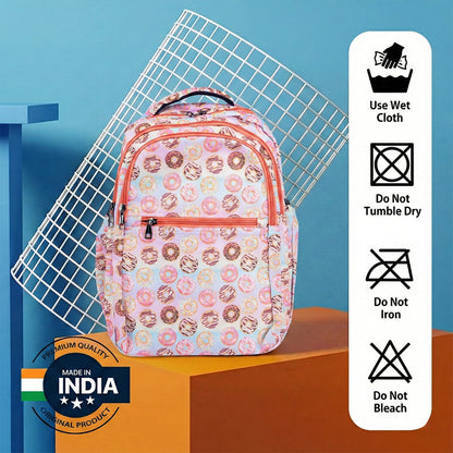 Girls' Donut Print Backpack 18 Inch - Cute, Lightweight, Waterproof School Bag Bagmire