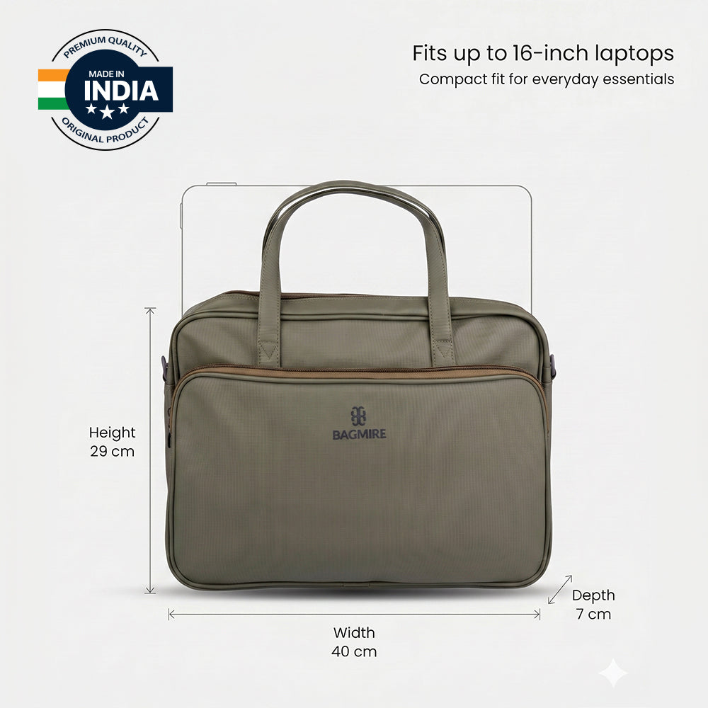 Bagmire Stylish 15" PU Laptop Shoulder Bag- Modern & Durable Messenger Briefcase For Work & Travel