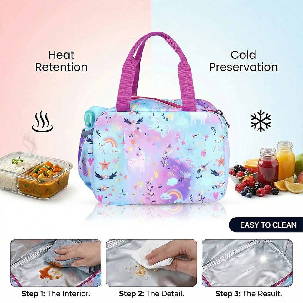 Unicorn Rainbow Kids Insulated Lunch Bag – Cute & Spacious Food Carry Bag for School and Picnic | BAGMIRE