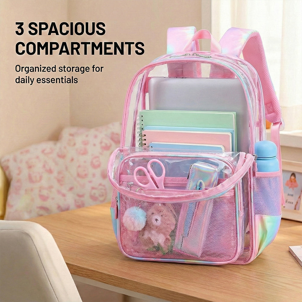 Charming Pink Transparent Kids Backpack