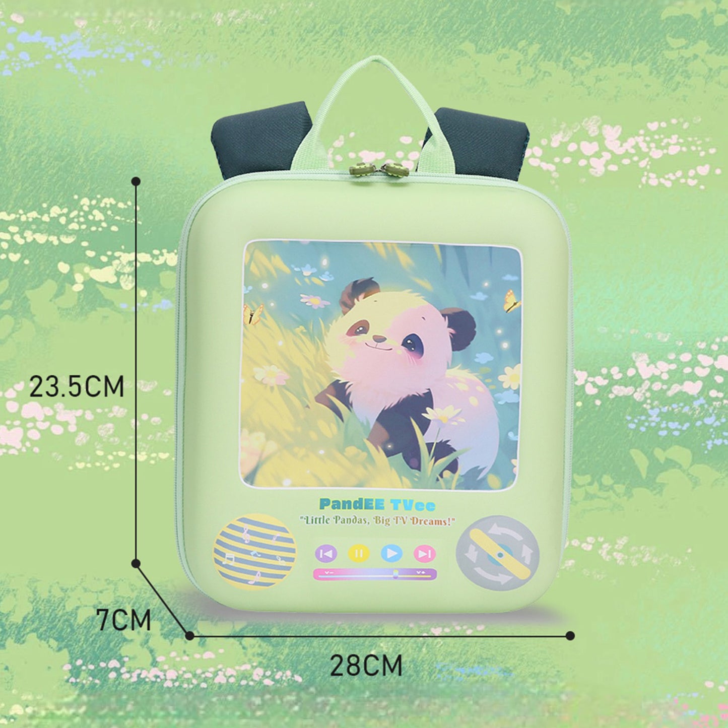 Kawaii Panda TV Hard Shell Backpack for Toddlers (2-5 Yrs) – Wipe-Clean EVA Preschool Bag & Mini Daypack