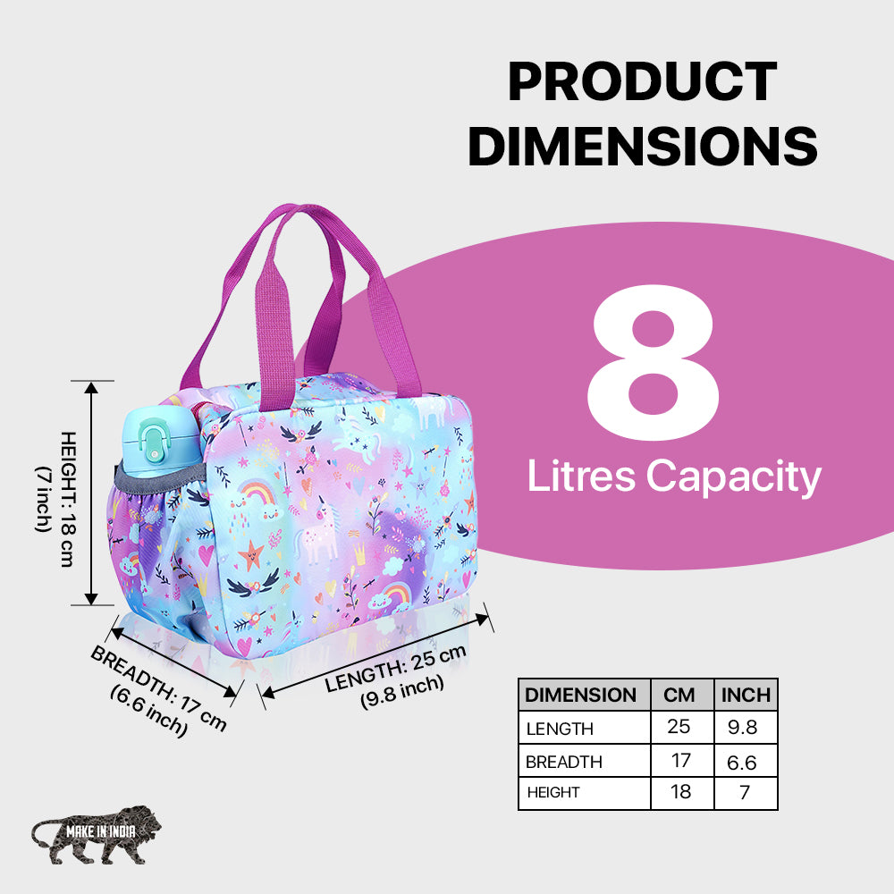Unicorn Rainbow Kids Insulated Lunch Bag – Cute & Spacious Food Carry Bag for School and Picnic | BAGMIRE