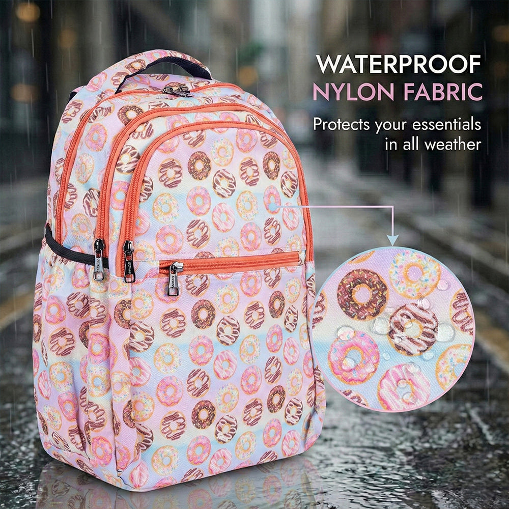 Girls' Donut Print Backpack 18 Inch - Cute, Lightweight, Waterproof School Bag Bagmire