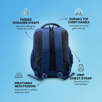 Lightweight 15" Nylon Blue Backpack - Multi-Compartment, Waterproof, Professional Work Bag Bagmire