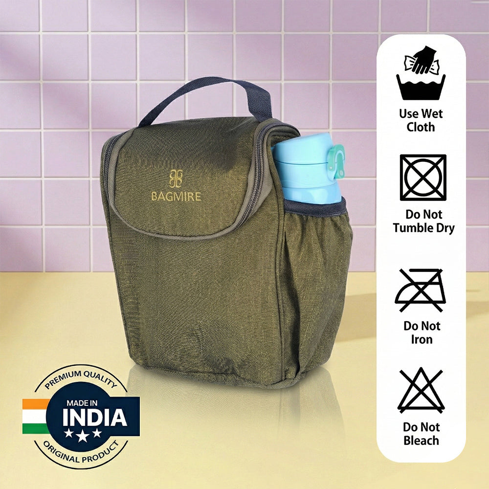 BAGMIRE Insulated Lunch Bag for Office & Travel – Premium Denim Style Food Carry Bag with Bottle Holder, Adjustable Strap & Thermal Lining