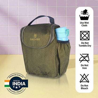BAGMIRE Insulated Lunch Bag for Office & Travel – Premium Denim Style Food Carry Bag with Bottle Holder, Adjustable Strap & Thermal Lining