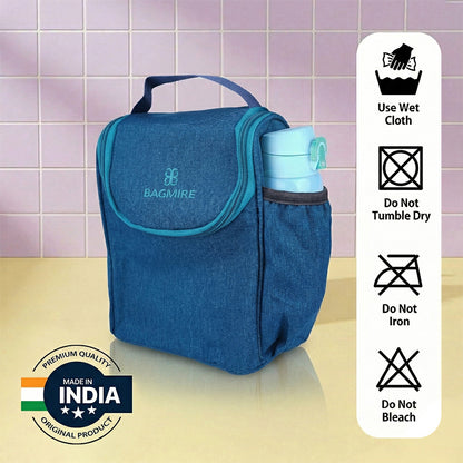 BAGMIRE Insulated Lunch Bag for Office & Travel – Premium Denim Style Food Carry Bag with Bottle Holder, Adjustable Strap & Thermal Lining
