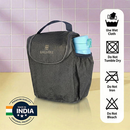 BAGMIRE Insulated Lunch Bag for Office & Travel – Premium Denim Style Food Carry Bag with Bottle Holder, Adjustable Strap & Thermal Lining