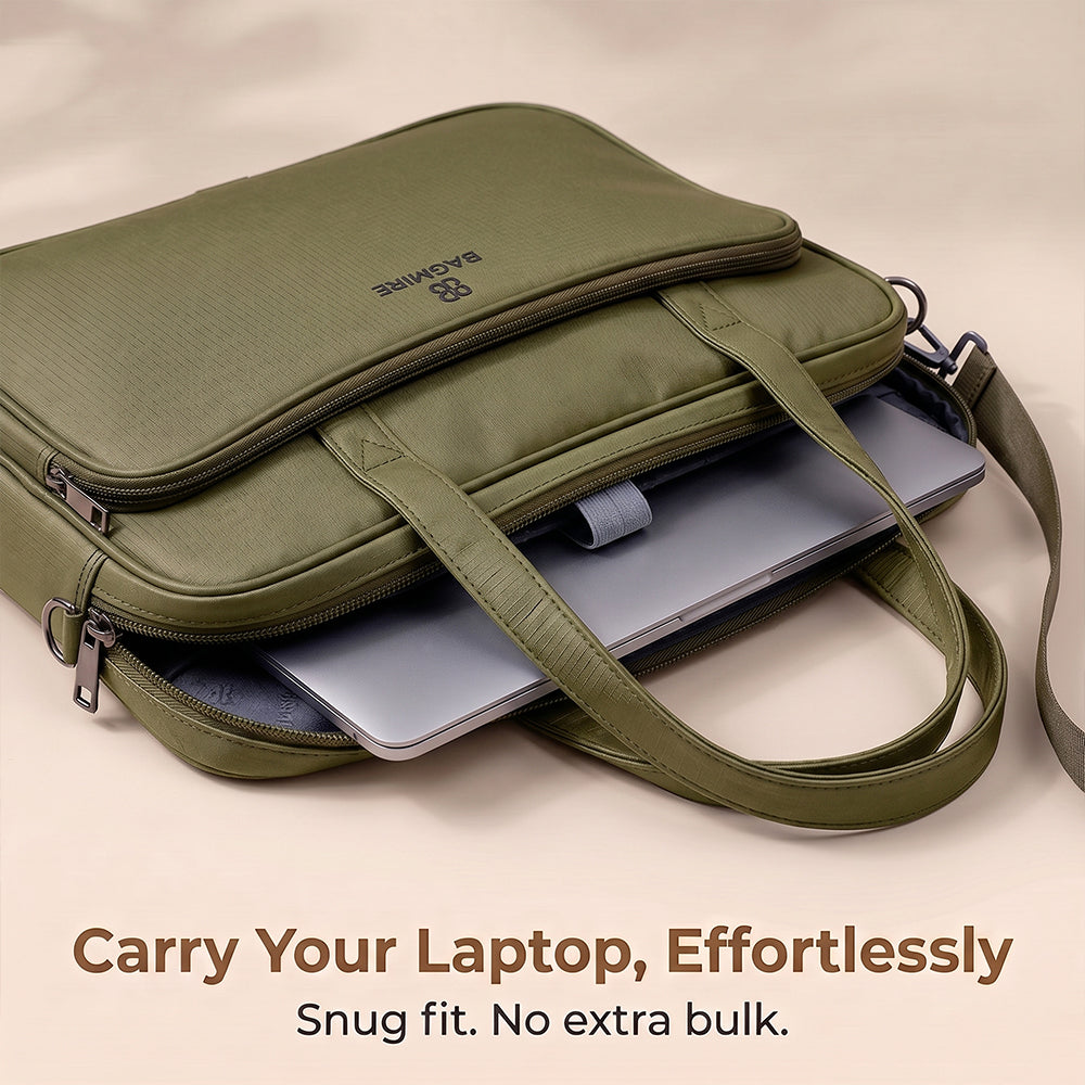 Bagmire Stylish 15" PU Laptop Shoulder Bag- Modern & Durable Messenger Briefcase For Work & Travel