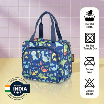 Dinosour print Insulated Lunch Bag – Waterproof, Dual Compartments, Foil Lining | BAGMIRE