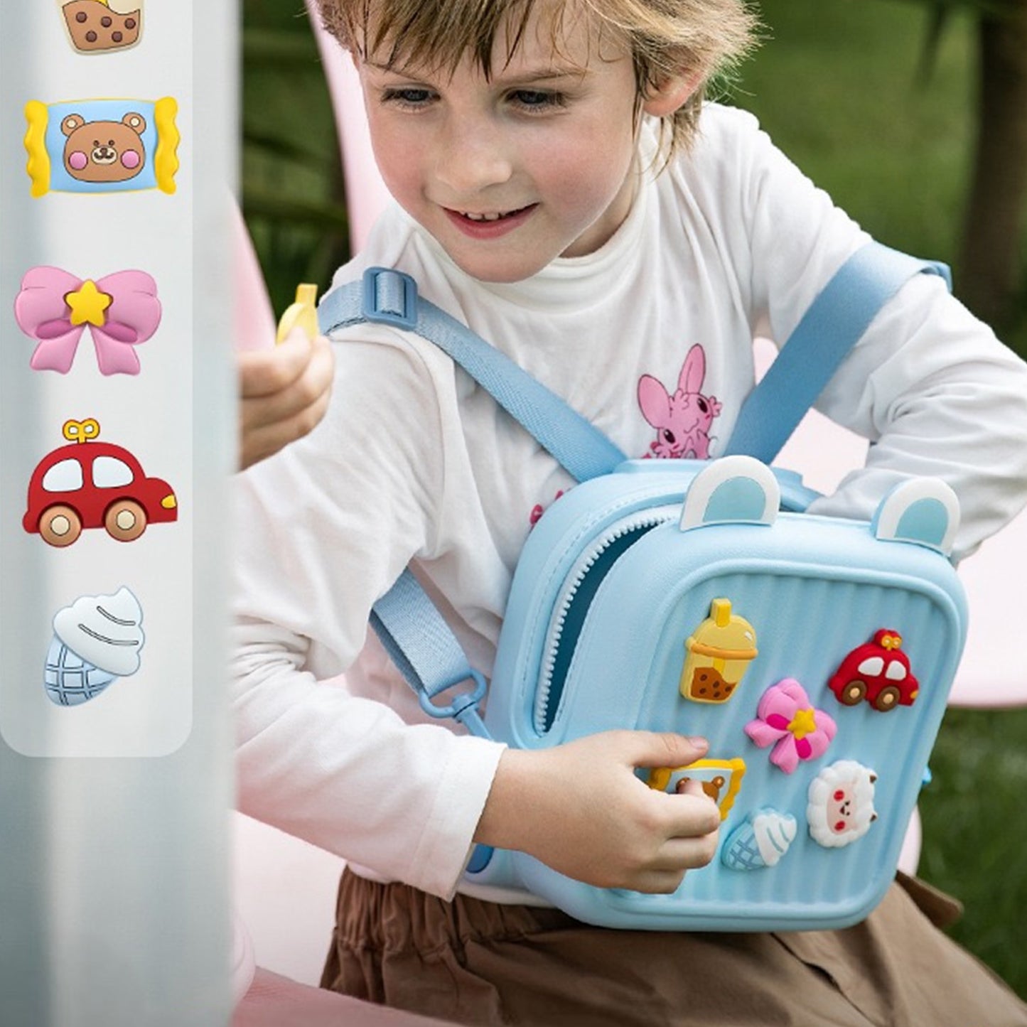 Premium EVA Kids Backpack with DIY Charms – Waterproof, Hard-Shell Mini Travel Bag for Toddlers