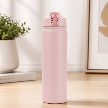 Large-Capacity Straw Water Bottle for Men and Women Students, Portable Outdoor Insulated Bottle
