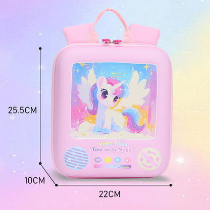 Kawaii Unicorn "TV" Mini Backpack – Durable EVA Bag for Toddlers & Travel