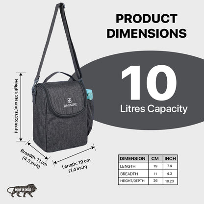 BAGMIRE Insulated Lunch Bag for Office & Travel – Premium Denim Style Food Carry Bag with Bottle Holder, Adjustable Strap & Thermal Lining